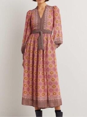 Boden Wow Placement Maxi Dress Floral Print Belted Boho Size 16/18R